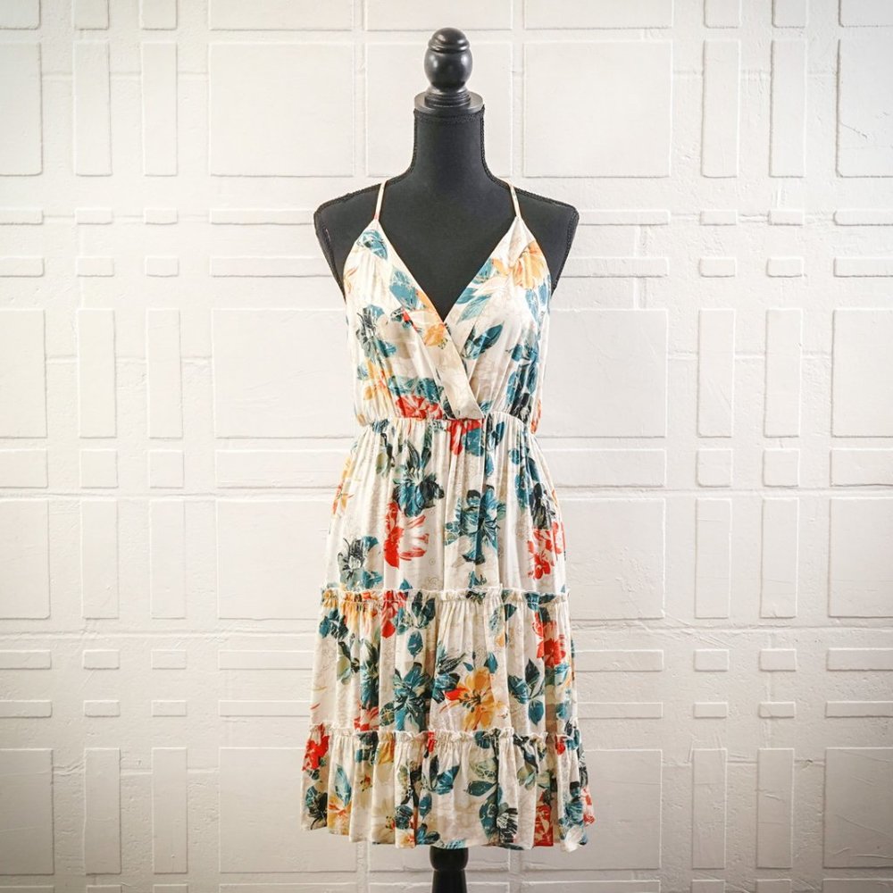 Maurices Floral Tiered V-Neck Mini Dress, Medium